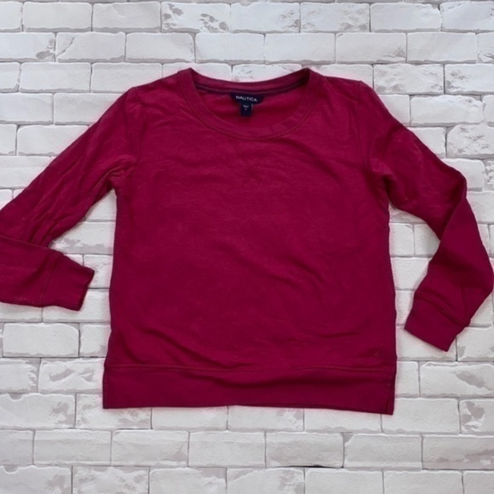 Nautica SMALL fuchsia pink long sleeve crew neck sweatshirt